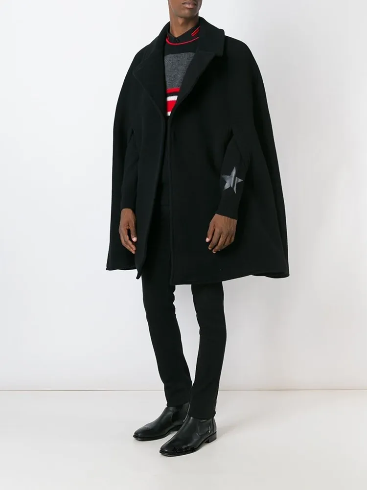 M~ 5XL! Новая мужская одежда плюс размер модное шерстяное пальто Свободный плащ средней длины шерстяное пальто Верхняя одежда костюмы для сцены певицы