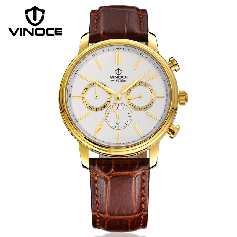 

VINOCE Multifunction Mens Watches Top Brand Luxury Business Wristwatches 2019 Quartz-watch Men Fashion Relogio Masculino V8371