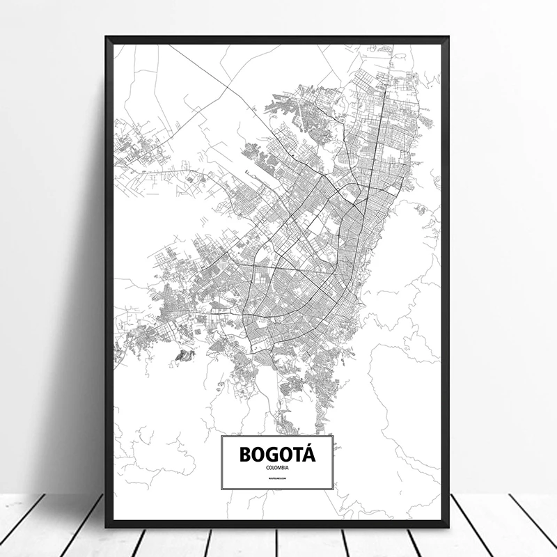 Bogota Colombia Black White Custom World City Map Poster Canvas Print Nordic Style Wall Art Home Decor Wall Decor Painting Calligraphy Aliexpress