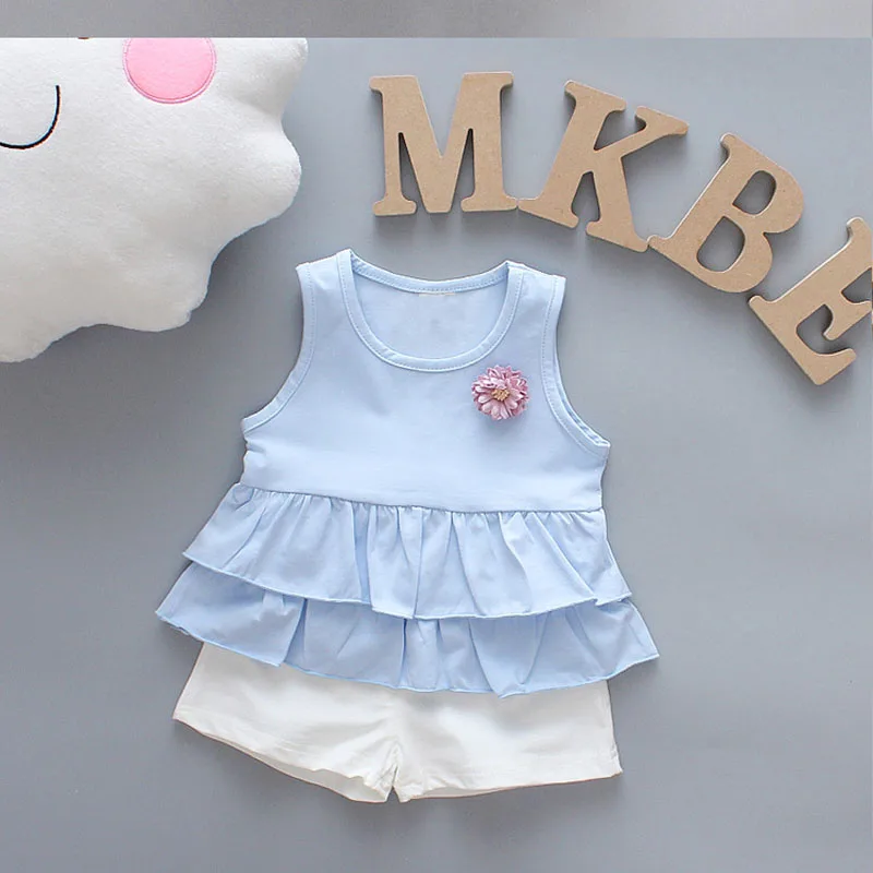 

BibiCola 2019 Girl Summer Clothing Sets Flower Clothes Lotus Dress Vest+Pant Kids Clothes Casual Christmas Clothes Sets for Girl