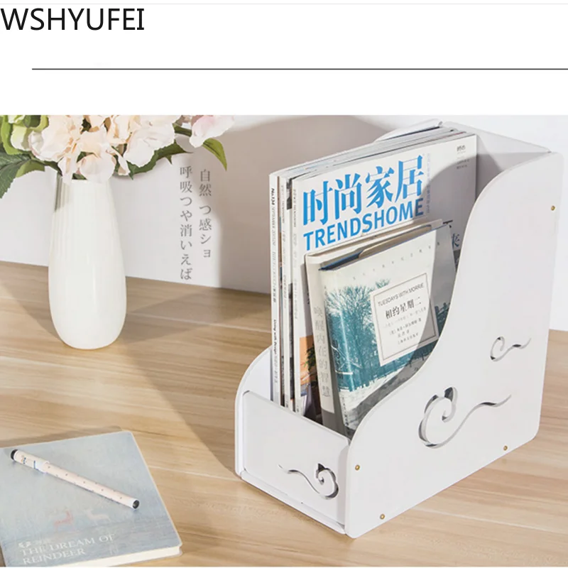 cheap Simple modern stationery storage box Simple storage rack Office desk file storage rack Desktop bookcase management rack WSHYUFEI