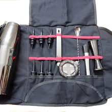 Шейкер для коктейлей набор бармена комплект сумка, барный набор инструментов для путешествий, полностью мягкий, один размер, черный