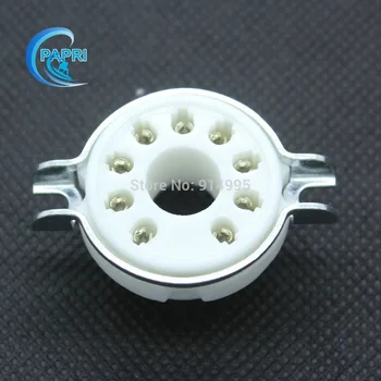 

PAPRI 10PCS B9D New 9pin Feet Plated Tube Sockets GZC9-2 Ceramic Base Support For EL504 El519 6P12P