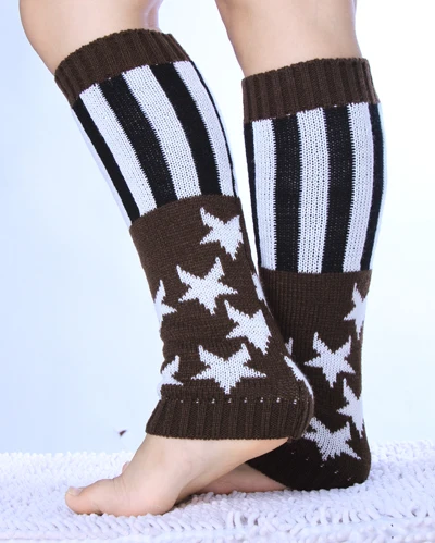 

2015 Women Flag Star Knitted leg warmers Boot Cuffs Toppers Boot Socks Crochet booty Gaiters 3colors 20pairs/lot #3877