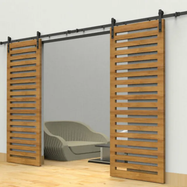 New hot selling + 8FT/ 10FT /12FT Double Black Modern Steel Rustic Sliding Barn Doors Interior