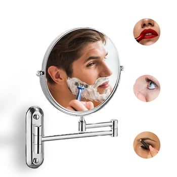 

Bath Mirror Cosmetic Mirror 1X/5X Magnification Wall Mounted Adjustable Makeup Mirror Dual Arm Extend 2-Face Bathroom Mirror