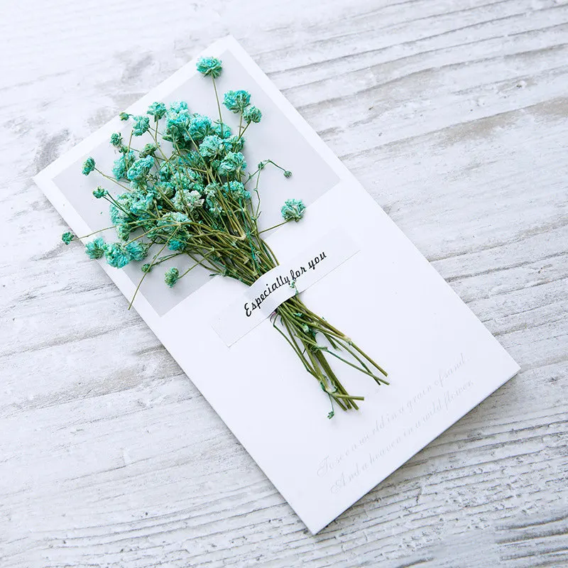 5 Gift Creative Dried Flowers+Papercard Folding Type 10PC Greeting Cards Christmas Birthday Party Wedding DIY Blessing Invitation - Цвет: 5