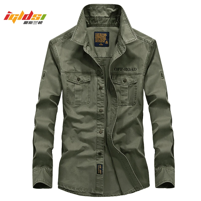

Men's Spring Autumn Military Shirt 100% Cotton Long Sleeve Army Tactical Shirts Camisetas hombre Plus Size 4XL Chemise homme