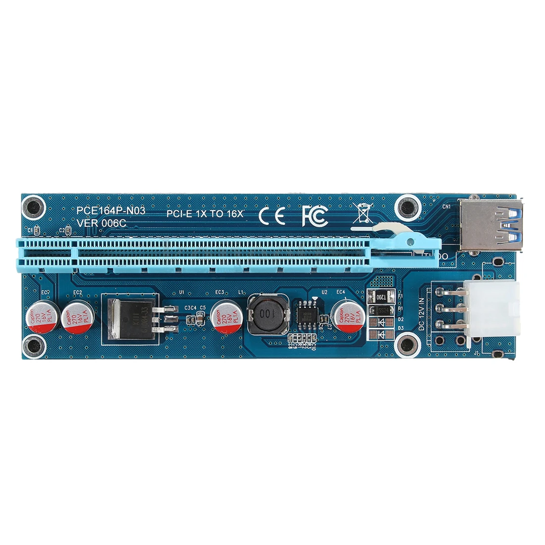 5Pcs USB3 0 PCI E Express 1x To 16x Extender Riser Card Adapter SATA 15Pin 4Pin