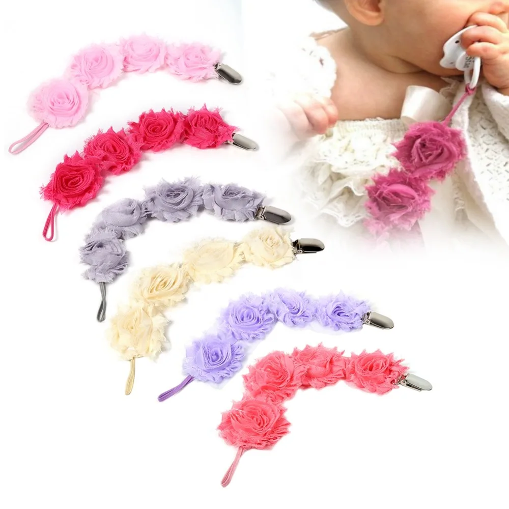 Baby Silicone Rose Pacifier Clip Chain Holders Infant Soother Nipple Leash Strap
