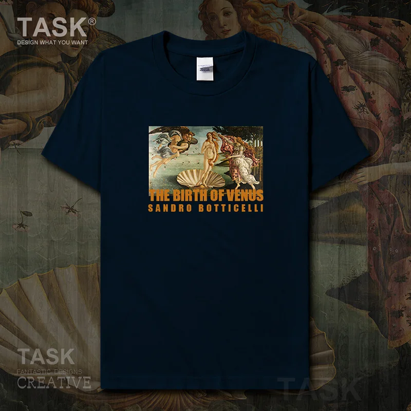 

Personality fashion oil painting mens t-shirt The Birth Of Venus retro print Short sleeve clothes cotton summer Streetwear tops