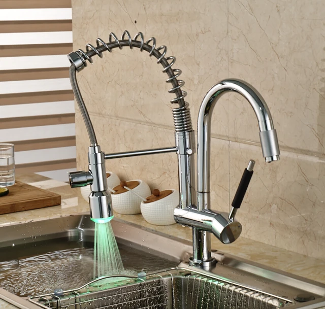 Best Offers Classic Chrome Brass Hands Free Deck Mount Kitchen Faucet Single Handle LED Light Kitchen Hot Cold Water Taps Best Offers Classic Chrome Brass Hands Free Deck Mount Kitchen Faucet Single Handle LED Light Kitchen Hot Cold Water Taps