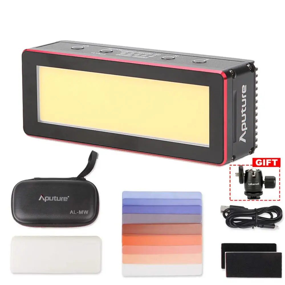 

Aputure Amaran AL-MW Mini LED Light 10W Waterproof IP68 10M Built-in Lithium Battery 5500K CRI >95 Daylight with 6 Gels Ballhead