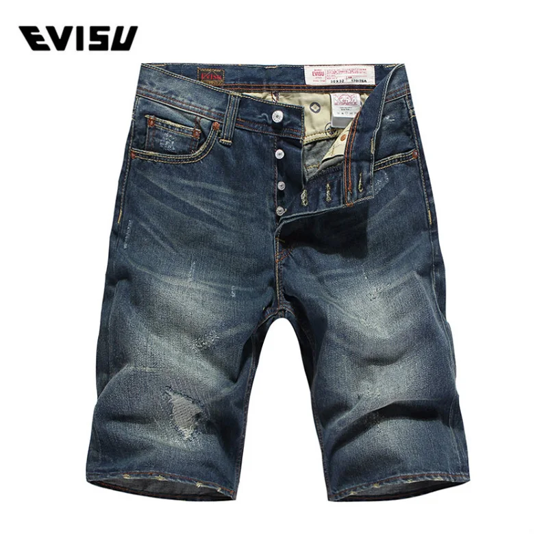 Evisu укороченные мужские джинсы 2018 летние модные повседневные мужской кошелек Шорты Джинсы прямые печати мужские джинсы синие шорты джинсы