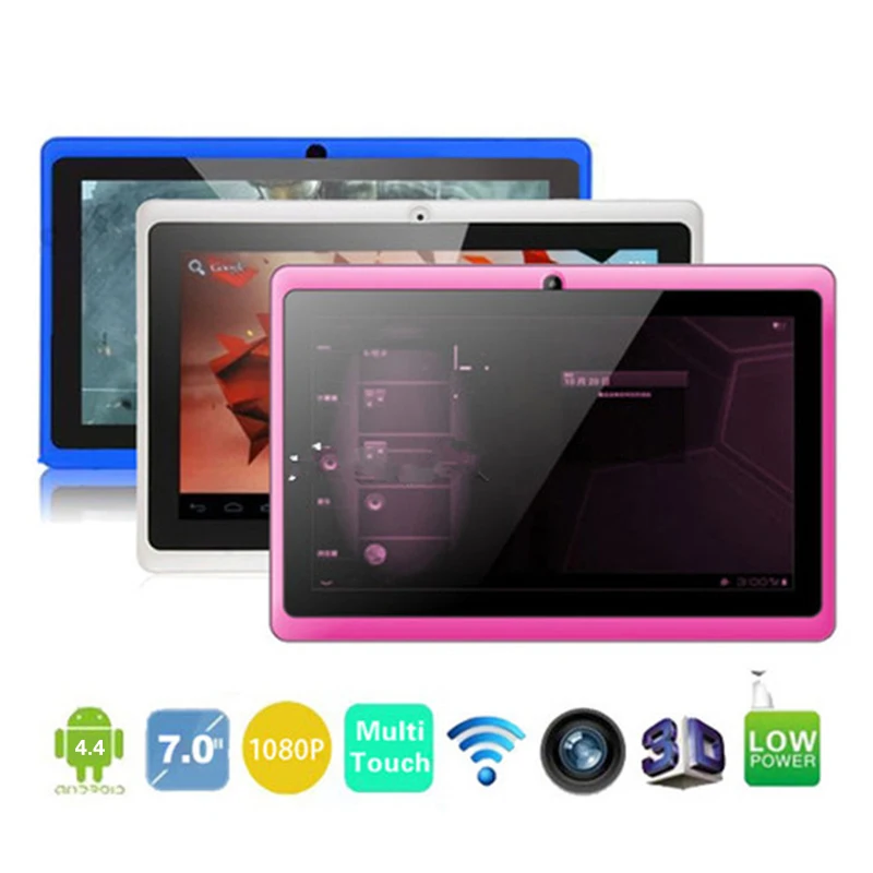 Allwinner A33 4 ядра 7 дюймов Tablet Q88 WI-FI Bluetooth MID двойной камеры ОС Android 4,4 512 МБ 8 ГБ дешевый 4 ядра быстро бегать