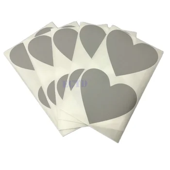 

Scratch Off Sticker 70mm x 80mm Love Heart Shape Silver Color Blank For Secret Code Cover Home Game