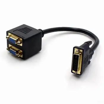 

DVI-I 24+5 Pins Male to 2 Dual VGA Female Monitor Adapter Splitter Cable #DY163