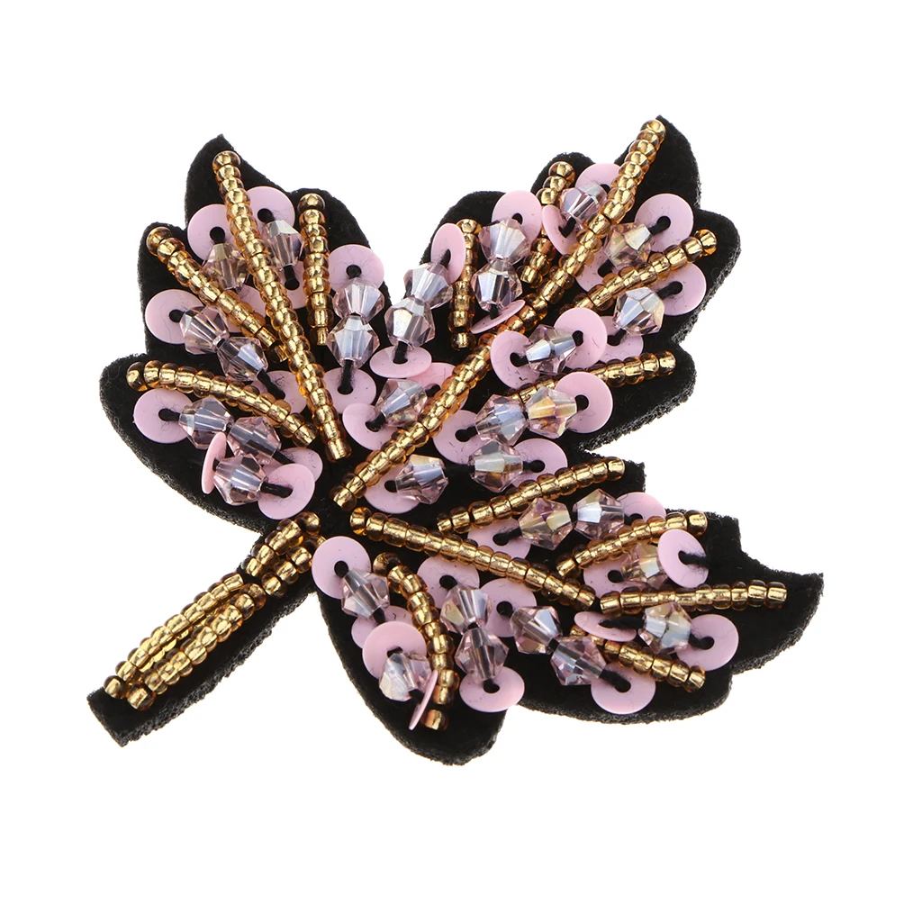 Embroidery Sequined Maple Leaf Patches for Jeans Jackets Clothing Stitching DIY Art Crafts, 7 Colors