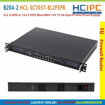 HCiPC B204-2 HCL-SC1037-8L2FSPB,Barebone,C1037U 82583V 8LAN+2FSP 1U Firewall SYSTEM,8LAN Motherboard,1U 8LAN Network Router