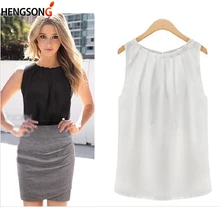 Женские безрукавки, свободные, повседневные, шифоновые, одноцветные, без рукавов, жилет, подходят ко всему, сексуальные, базовые, с круглым вырезом, топы для женщин, женская одежда