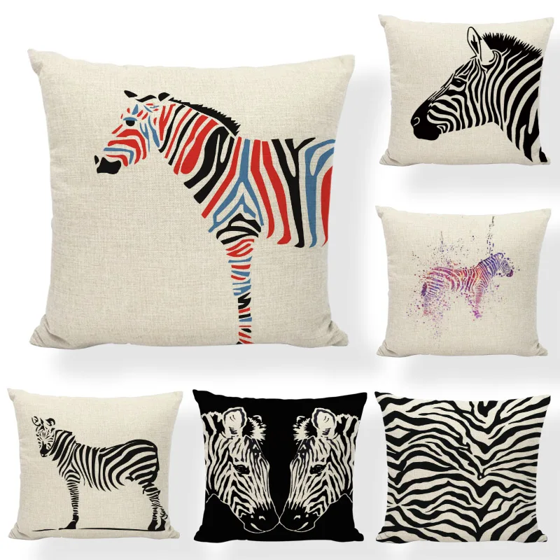Minimalist Style Geometric Pillow Case Zebra 45*45CM Black and Beige
