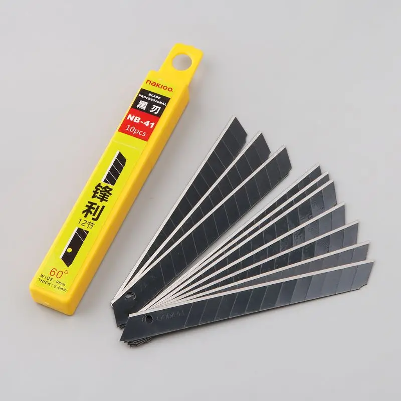 

10pcs 60°Ultra Sharp Snap Off Replacement Razor Blades 9mm Shaving Blade Utility Knife Tools Carbon Steel NB-41