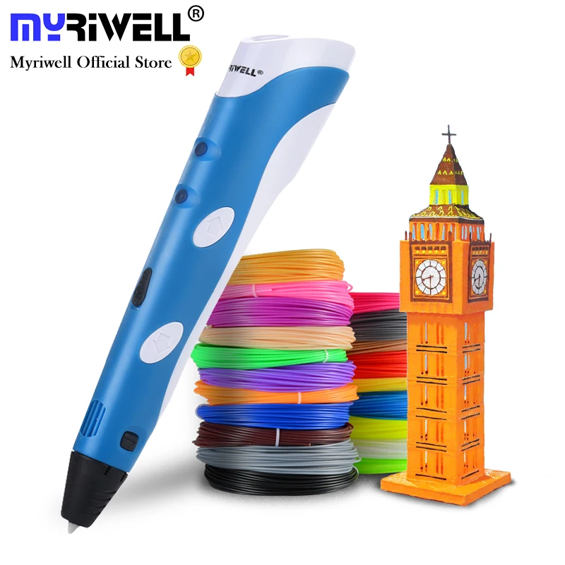 Myriwell 3D Pen With 50m 1.75mm ABS Filament Smart 3D Printing Pen 3D Handles for Kids Birthday Christmas Gift 3D Drawing Pen afbeelding