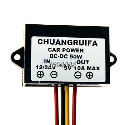 

Waterproof DC 12/24V to 5V 10A 50W Buck Step-Down Converter Module Car Power