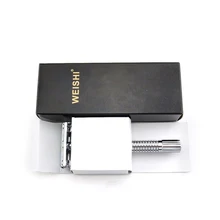 WEISHI двухсторонняя Безопасная бритва, медный сплав, яркая хромированная поверхность 9306-FL, длинная ручка, 80 шт./лот, новинка