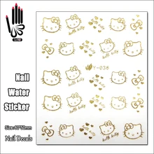 1 лист ногтей Y036 золотой hello kitty Nail Art переводная наклейка для украшения ногтей