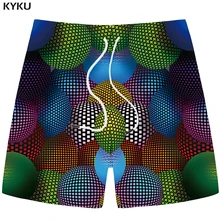 KYKU абсолютно шар шорты Для мужчин красочные пляжные короткие штаны решетки пространства 3d печатных шорты Фитнес аниме Повседневное Для мужчин s шорты Лето
