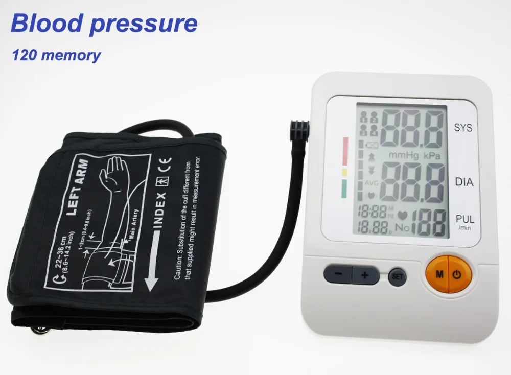 

Digital Lcd Upper Arm Blood Pressure Monitor Heart Beat Meter Machine Tonometer for Measuring Automatic BP-103H 120 memory