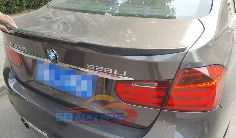 Real carbon fiber V style trunk spoiler for BMW 3-Series F30 F80 M3 4D Sedan 2012UP