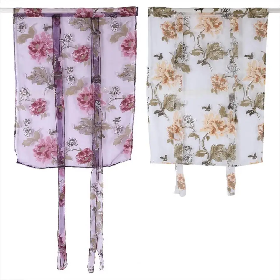

Rod Liftable Window Roman Curtain Floral Sheer Kitchen Bathroom Curtains Window Curtains Home Decor
