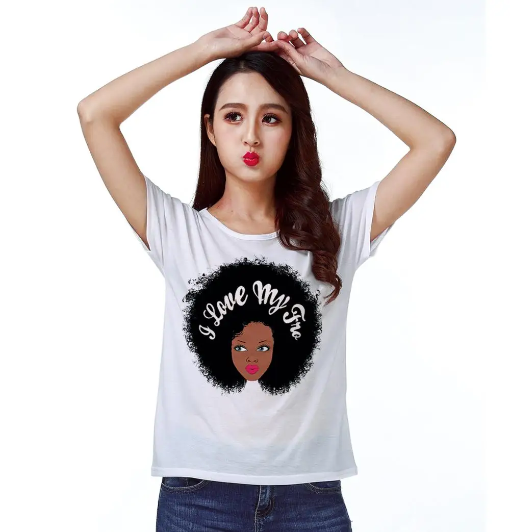 

Track Ship+New Vintage Retro T-shirt Top Tee Chocolate Skin Young Girl I love My Afro Hair Style 1119