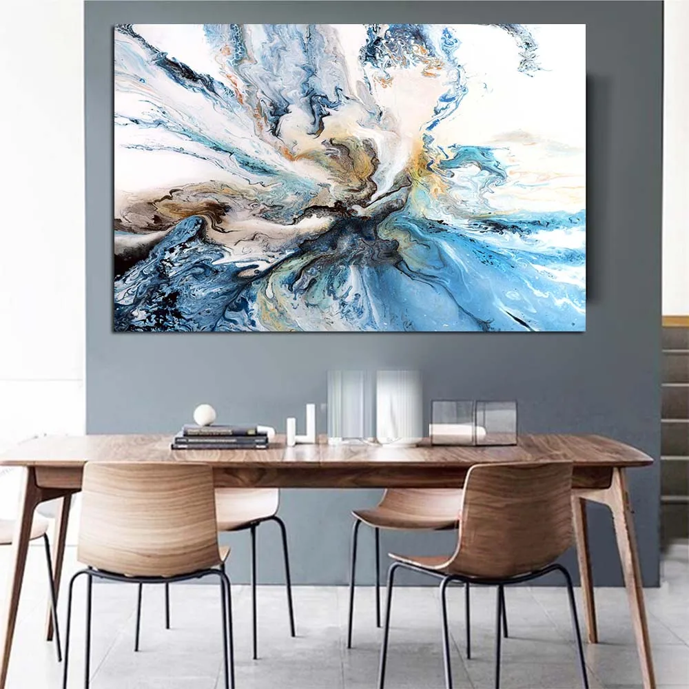 WANGART красочный океан Большой абстрактный плакат холст художественный пейзаж, картина маслом настенные картины для гостиной современный без рамки