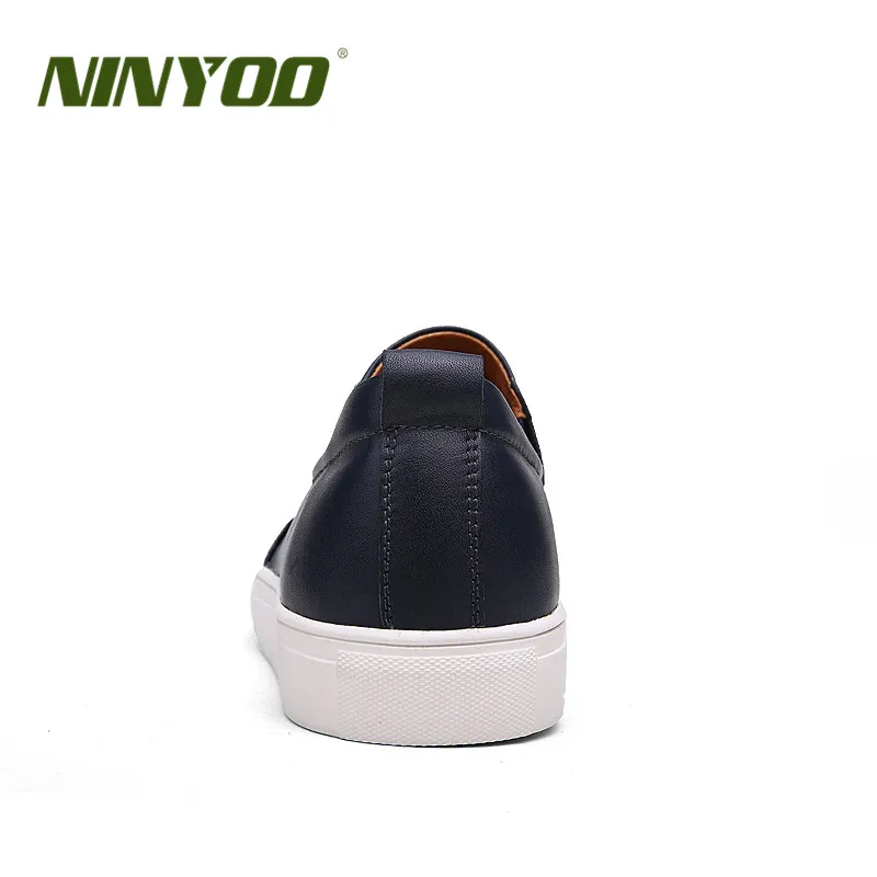 NINYOO/Осенняя модная обувь мужские повседневные кроссовки из натуральной кожи размер 36 37 износостойкие дышащие слипоны на плоской подошве размера плюс 50 51 52