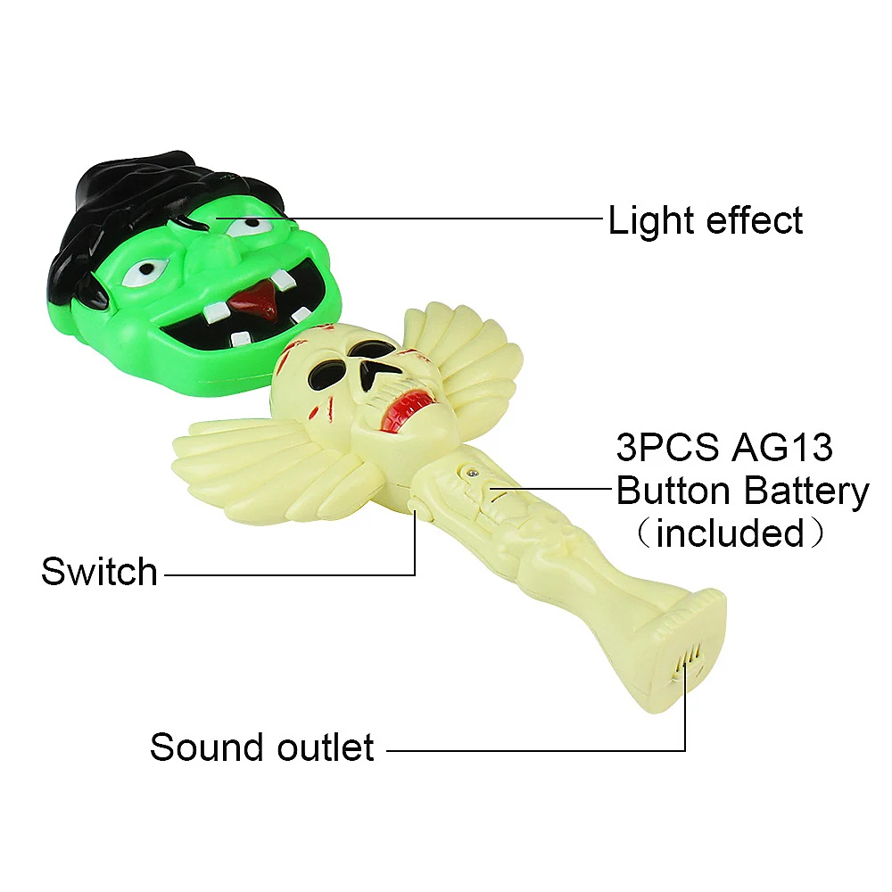 Светящиеся Череп Призрак Волшебная палочка встряхнуть палку с светодиодный свет призрак кричать звук для Хэллоуина вечерние украшения