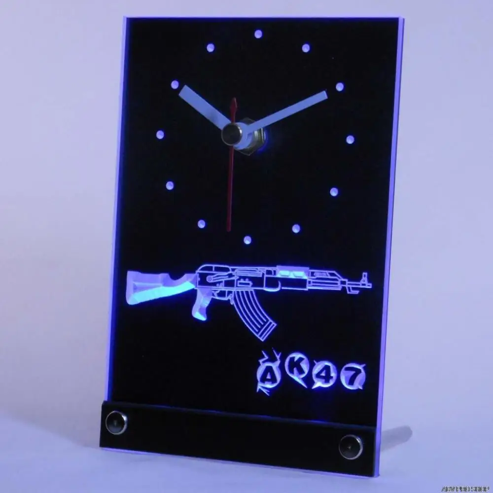 tnc0089 AK47 NEW KALASHNIKOV Airsoft Gun Table Desk 3D LED Clockin