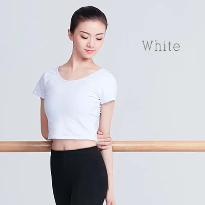 Girls Crop Top Yoga Wear Short Sleeve Gym Sport Shirt Women Yoga Top Fitness Shirt Solid Color Dance Tops - Цвет: White