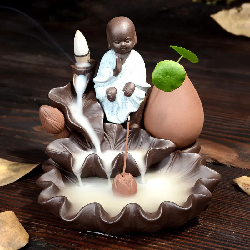 1 шт. креативная медитация монах курильница для благовоний конусная горелка домашний декор ладан стикер-Рак фиолетовая глина использование в домашних условиях Teaho