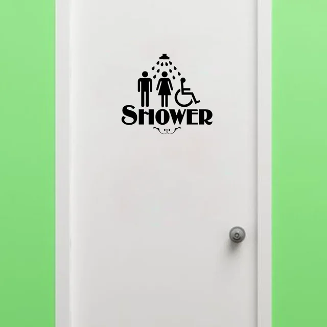 wheelchair restroom shower vinyl door sticker bathroom sign men