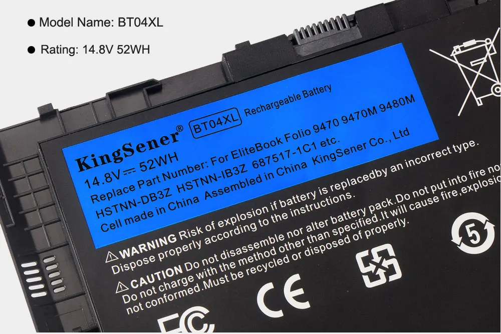 KingSener BT04XL Батарея для hp EliteBook Фолио 9470 9470 м 9480 HSTNN-IB3Z HSTNN-DB3Z HSTNN-I10C BA06 687517-1C1 687945-001 аккумулятор большой емкости