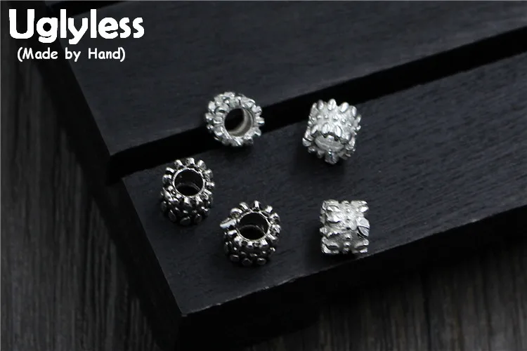 Uglyless Подлинная S 925 стерлингового серебра тайские шарики фурнитура для бусин ювелирные изделия DIY этнические бусины ручной работы винтажные результаты