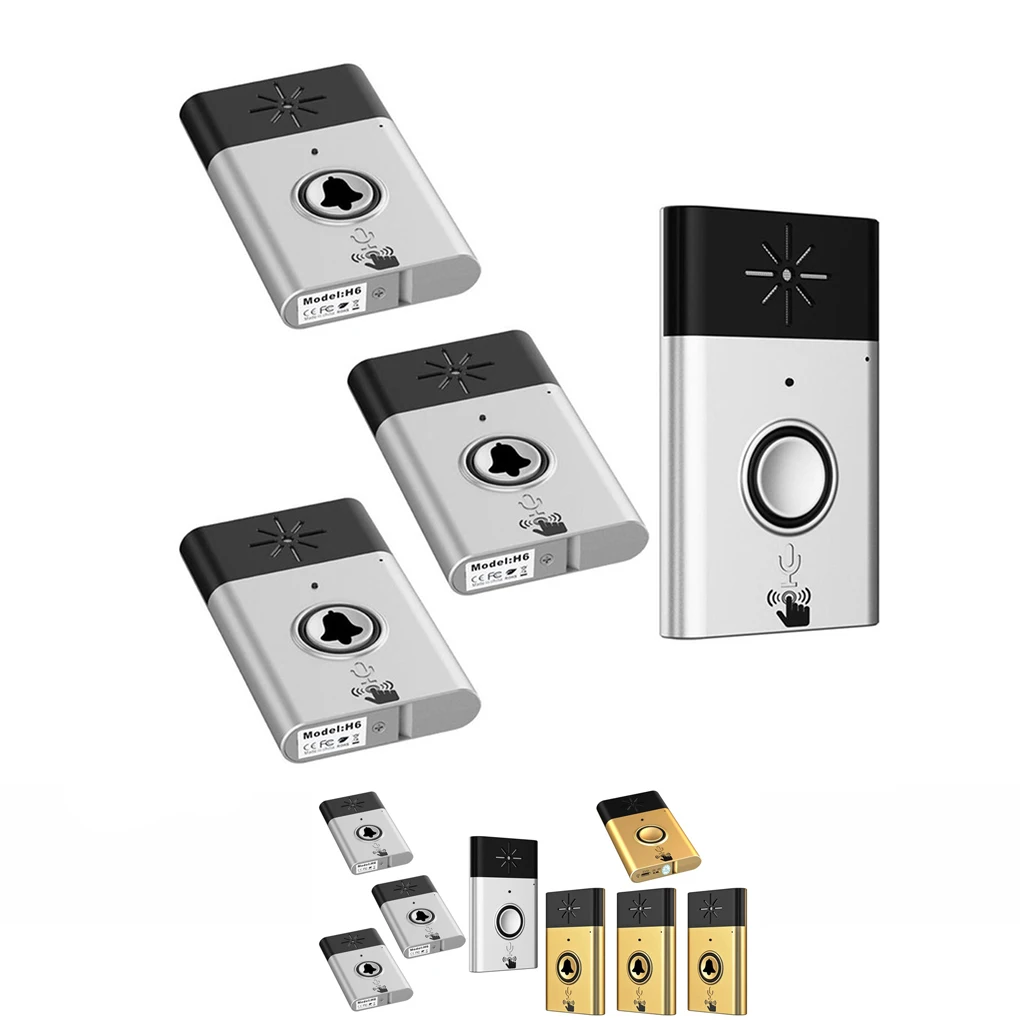 

1 to 3 H6 Wireless Voice Intercom Doorbell 300m Distance LED Indicator Door Bell Visitor Calling System