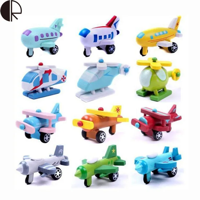 2017 Hot Sale Children's Wooden Mini Toy Aircraft Series 12Pcs/ Lot