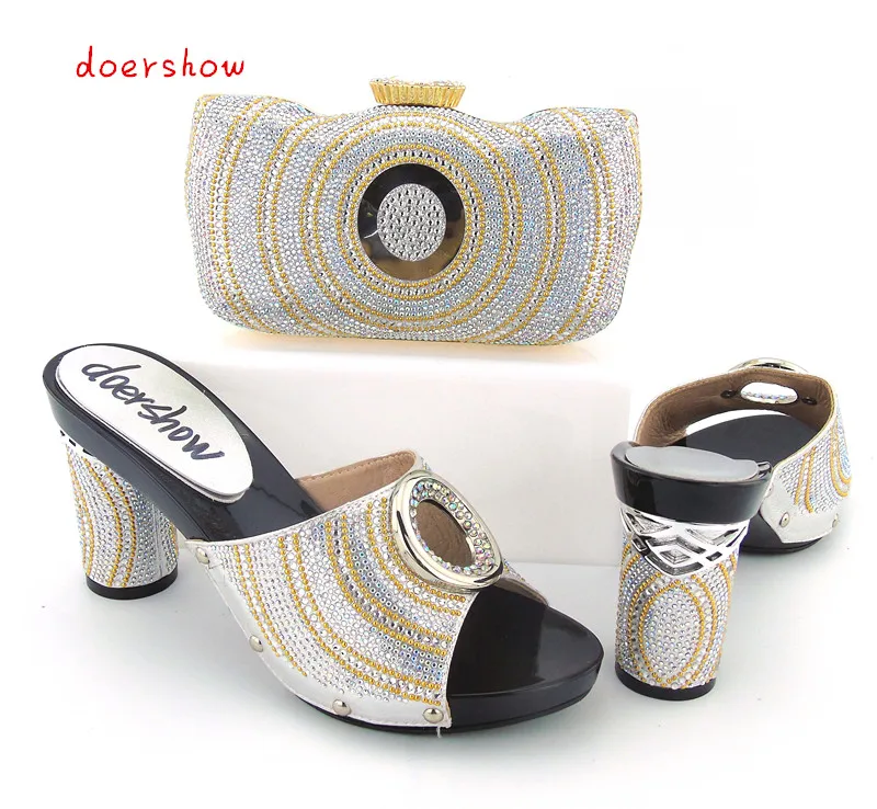 

doershow Italian Shoes with Matching bags For Party, High Quality african Shoes And Bags Set for Wedding shoe and bag bb1-31
