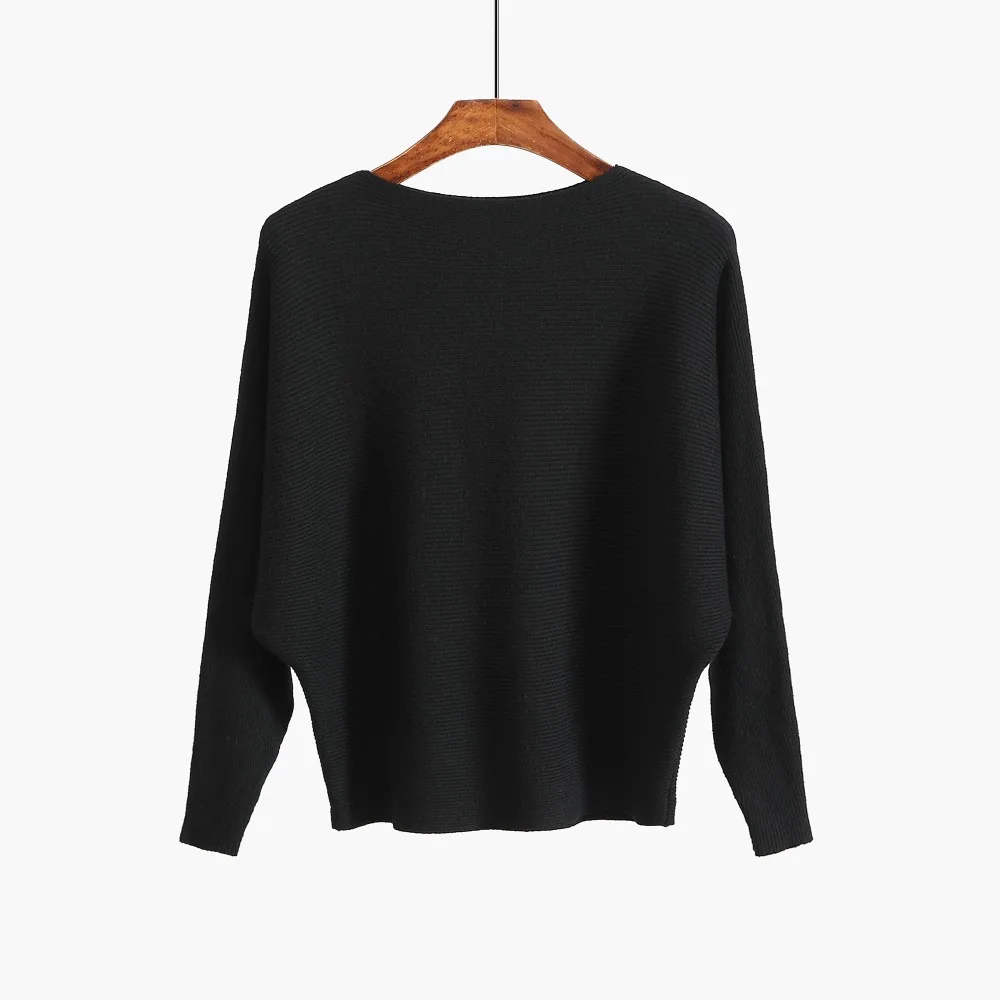 

2018 Autumn Winter Vintage Women Sweater Long Sleeve Loose Knitted Pullover Army Green Sweaters Black Basic Crop Top