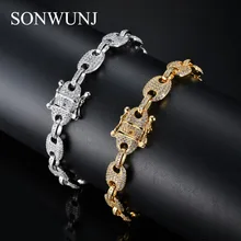 9 мм 7 дюймов 8 дюймов латунь/медь Iced Out циркония браслет Bling цепь браслет для мужчин ювелирные изделия CZ кубинская цепь хип хоп B010