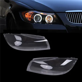 

1 Pair Left Right Side Halogen Headlight Clear Transparent Lens Plastic Shell Cover For BMW E90 Sedan E91 Touring 2005 - 2008